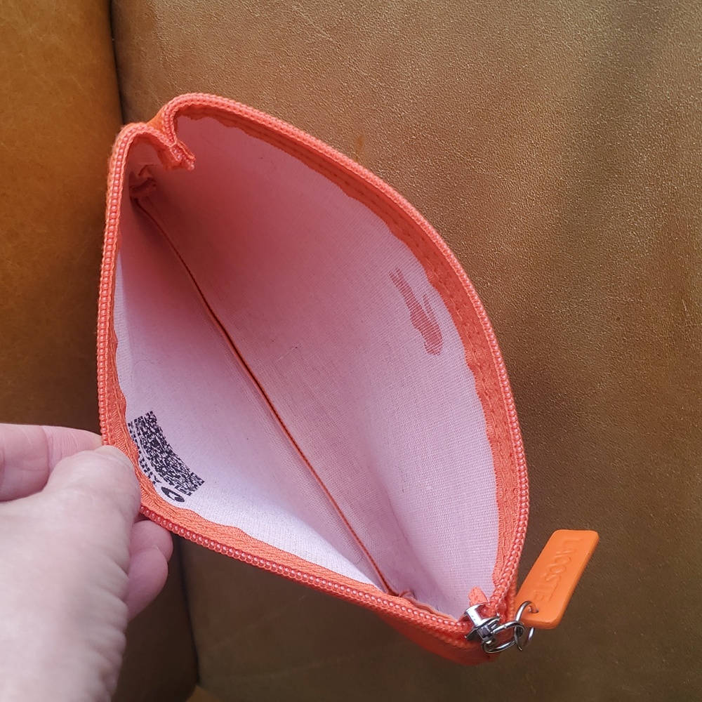 Lacoste Travel Toiletry Cosmetic Makeup Orange Clutch Bag - Picture 10 of 10
